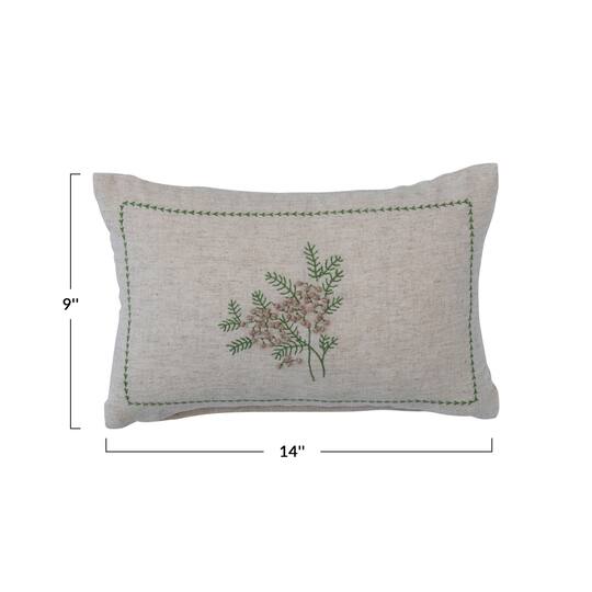 Hello Honey® Botanical Embroidery with French Knots Cotton & Linen Lumbar Pillow